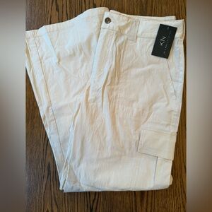 Klassy Network Women's Cream Cotton Cargo Pants Size Large